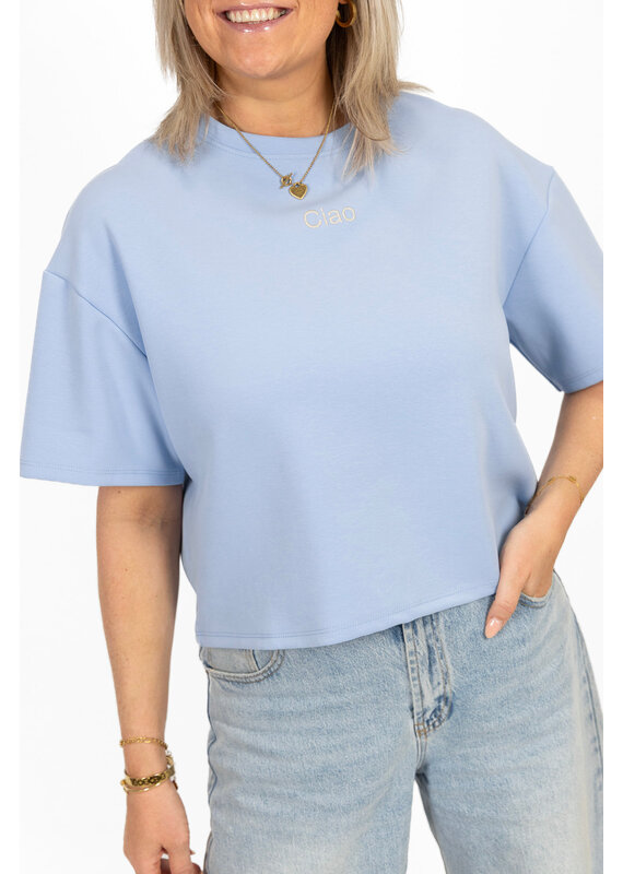 21Jewelz Boxy shirt met tekst "Ciao" - blauw