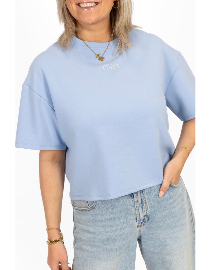 21Jewelz Boxy shirt met tekst "Ciao" - blauw