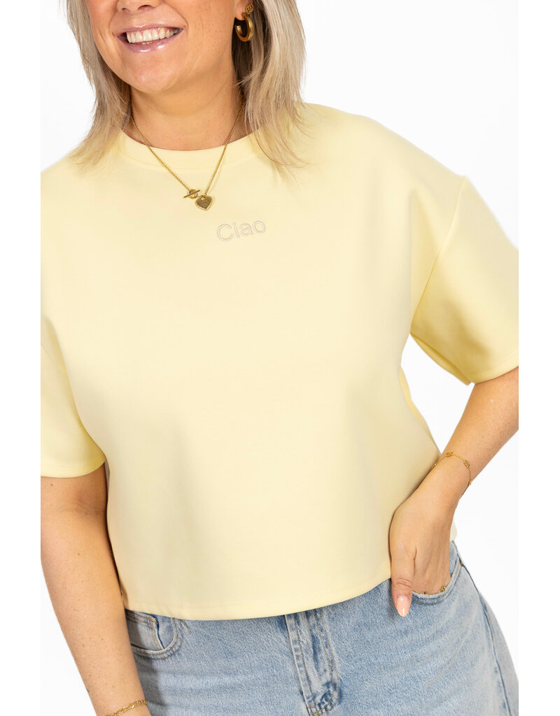 21Jewelz Boxy shirt met tekst "Ciao" - geel