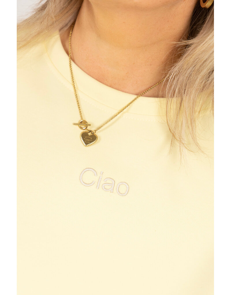 21Jewelz Boxy shirt met tekst "Ciao" - geel