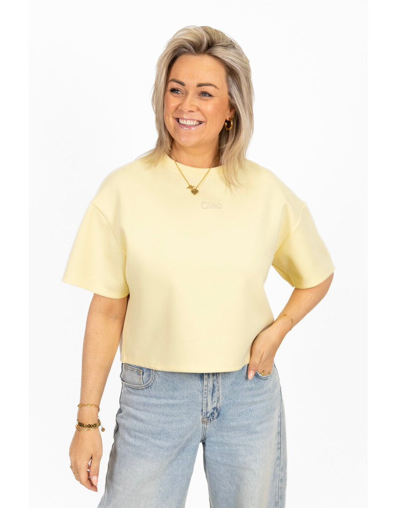 21Jewelz Boxy shirt met tekst "Ciao" - geel