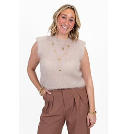 21Jewelz Mohair top met schoudervulling - beige