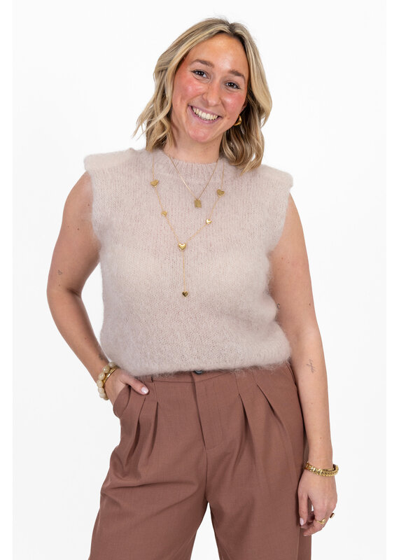 21Jewelz Mohair top met schoudervulling - beige