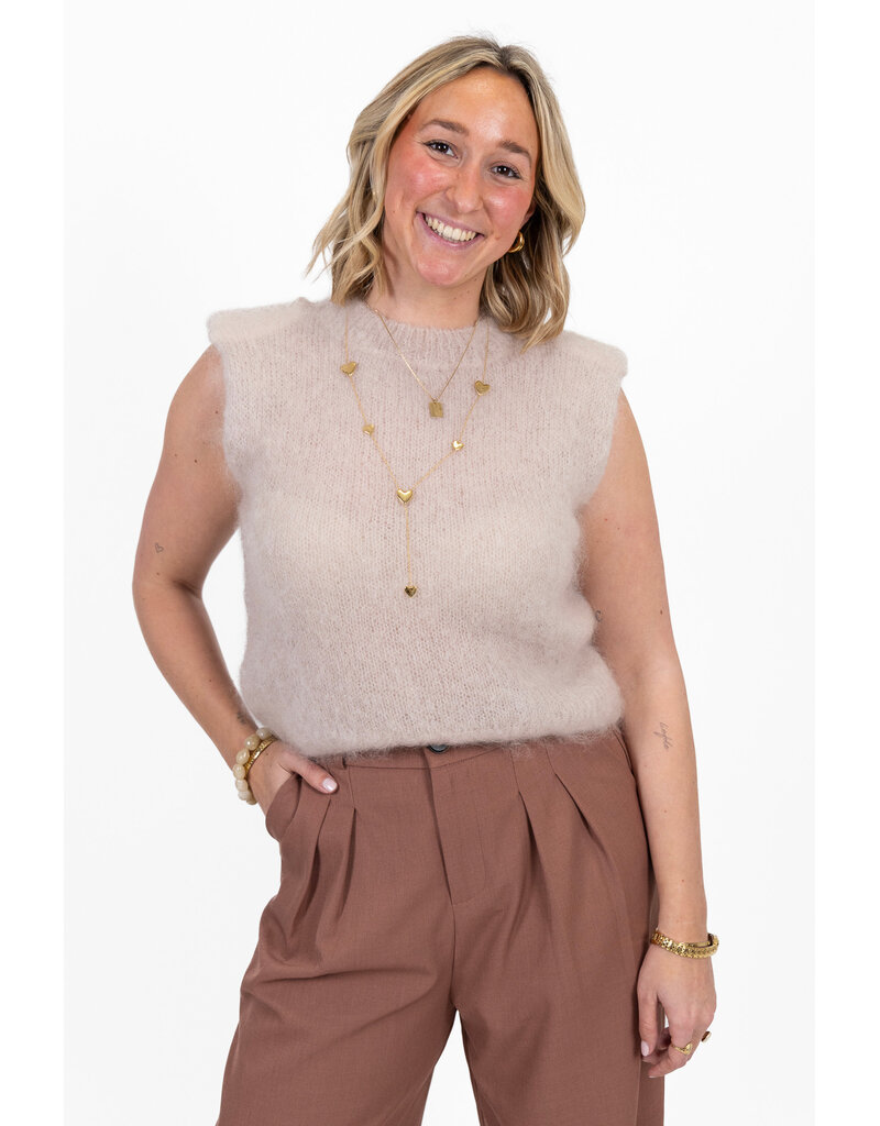 21Jewelz Mohair top met schoudervulling - beige