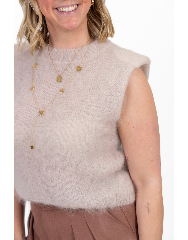 21Jewelz Mohair top met schoudervulling - beige
