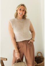 21Jewelz Mohair top met schoudervulling - beige