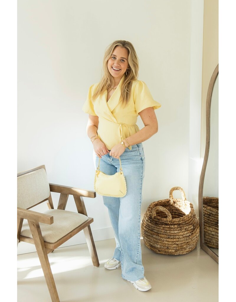 21Jewelz Blazer met korte mouwen & knoopdetail - geel