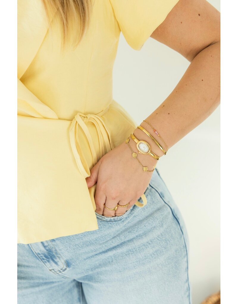 21Jewelz Blazer met korte mouwen & knoopdetail - geel