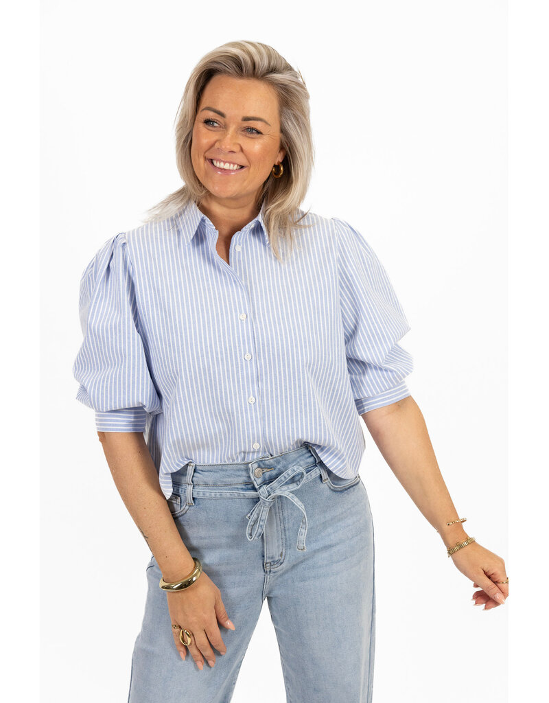 21Jewelz Basic cropped blouse - blauw gestreept