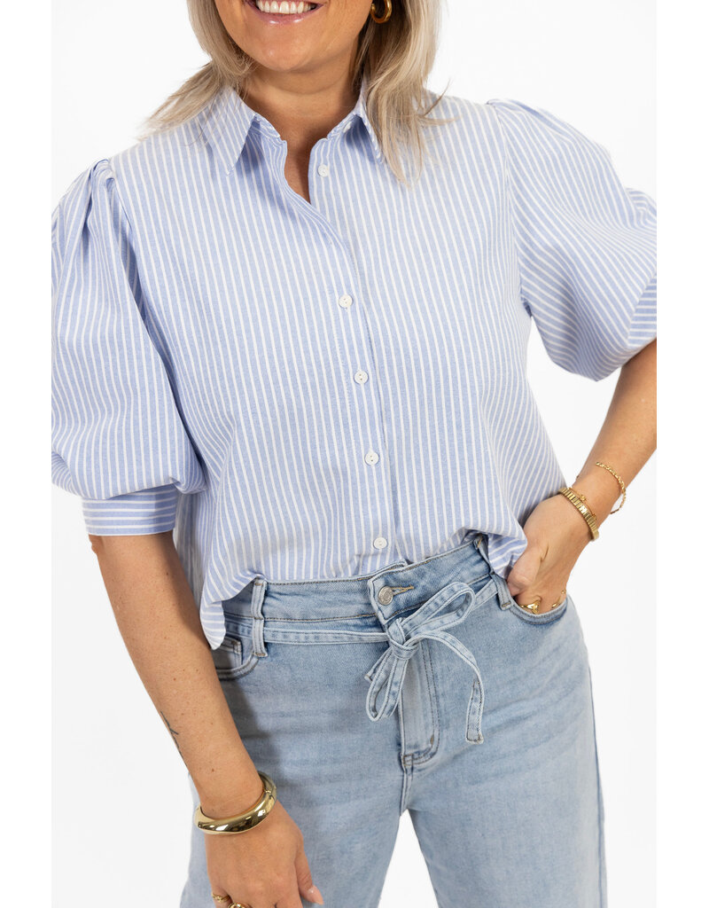 21Jewelz Basic cropped blouse - blauw gestreept