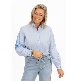 21Jewelz Blouse met strepen & borduursel - blauw