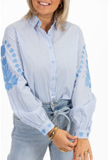 21Jewelz Blouse met strepen & borduursel - blauw
