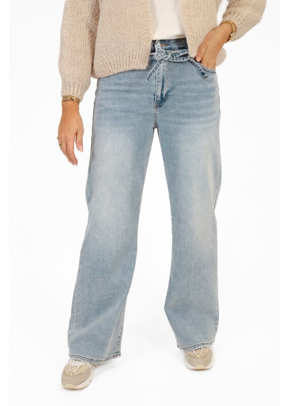 21Jewelz Wide leg jeans met strik detail - lichtblauw