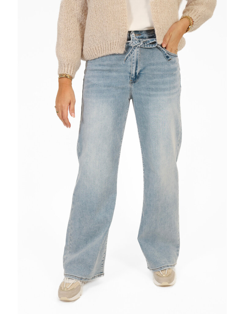 21Jewelz Wide leg jeans met strik detail - lichtblauw