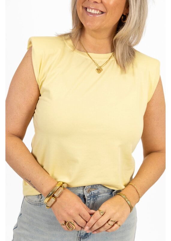 21Jewelz Mouwloze top met schoudervulling - effen geel