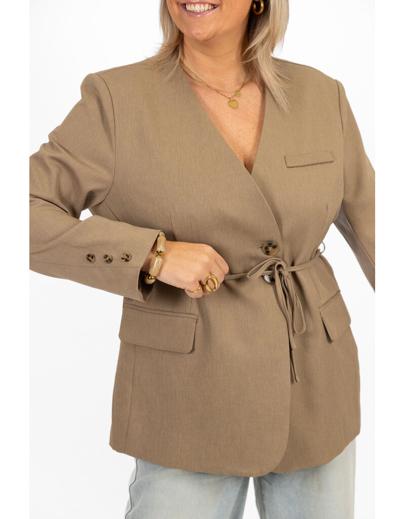 21Jewelz Overslag blazer met koordje - taupe