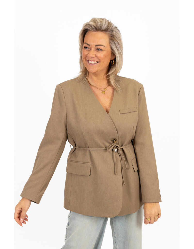 21Jewelz Overslag blazer met koordje - taupe