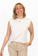 21Jewelz Mouwloze top met schoudervulling - effen wit