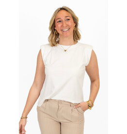 21Jewelz Mouwloze top met schoudervulling - effen wit