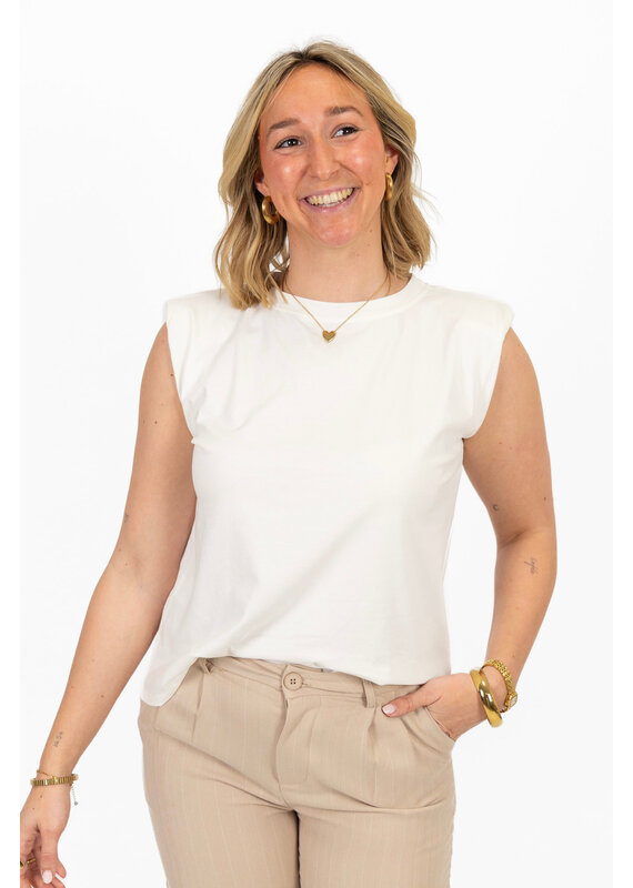 21Jewelz Mouwloze top met schoudervulling - effen wit