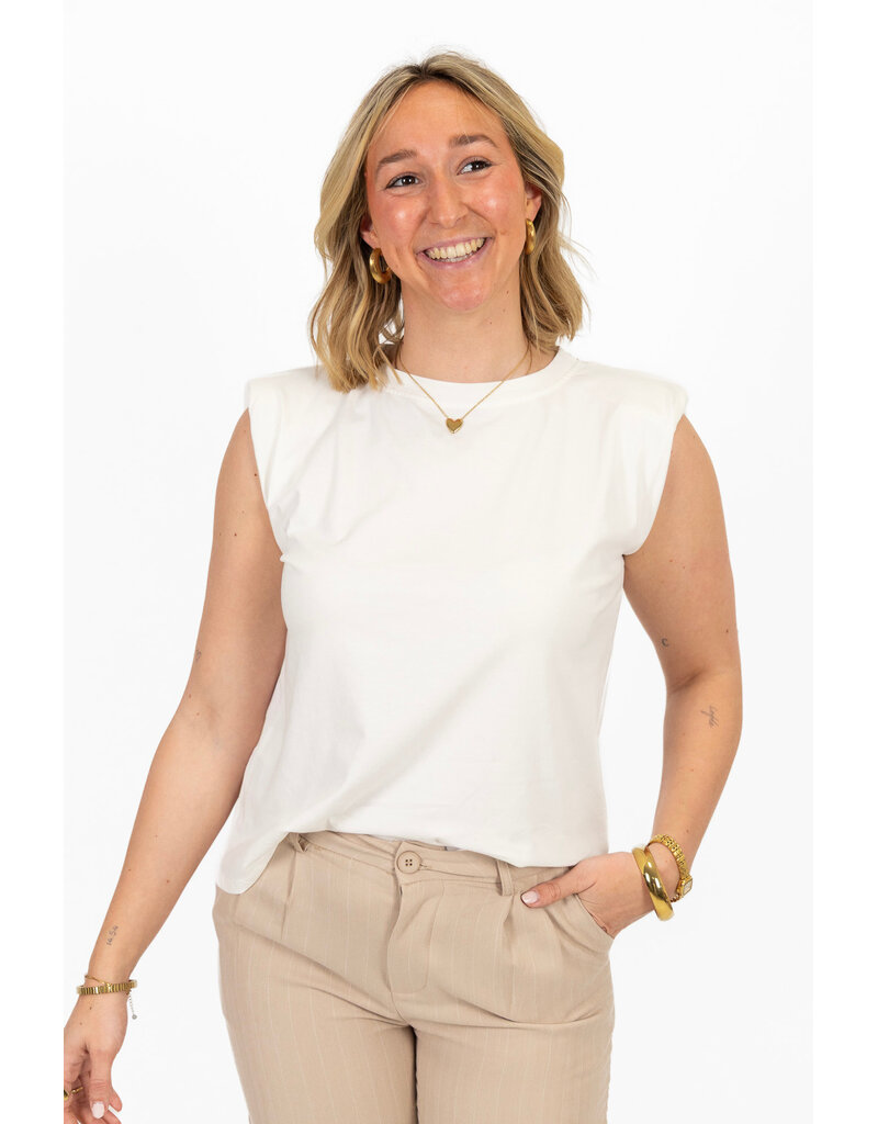21Jewelz Mouwloze top met schoudervulling - effen wit