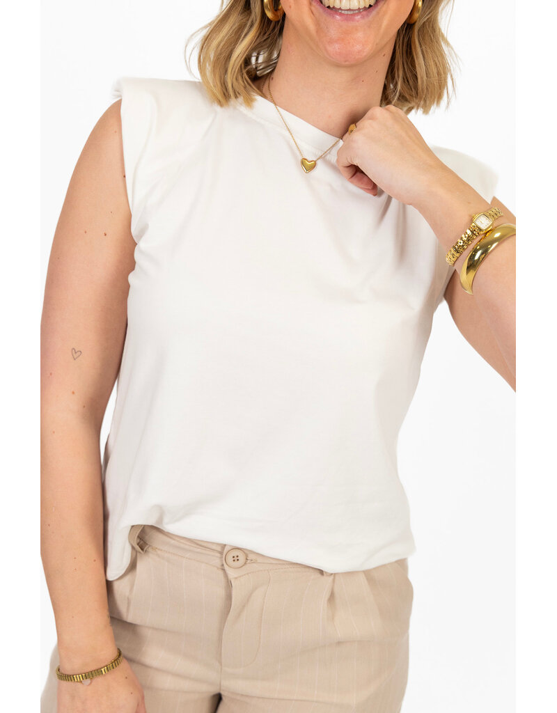 21Jewelz Mouwloze top met schoudervulling - effen wit
