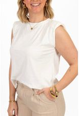 21Jewelz Mouwloze top met schoudervulling - effen wit