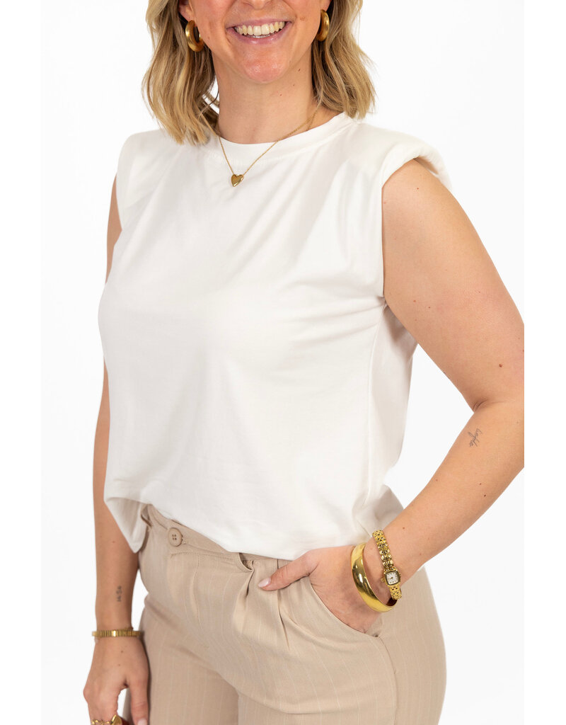 21Jewelz Mouwloze top met schoudervulling - effen wit