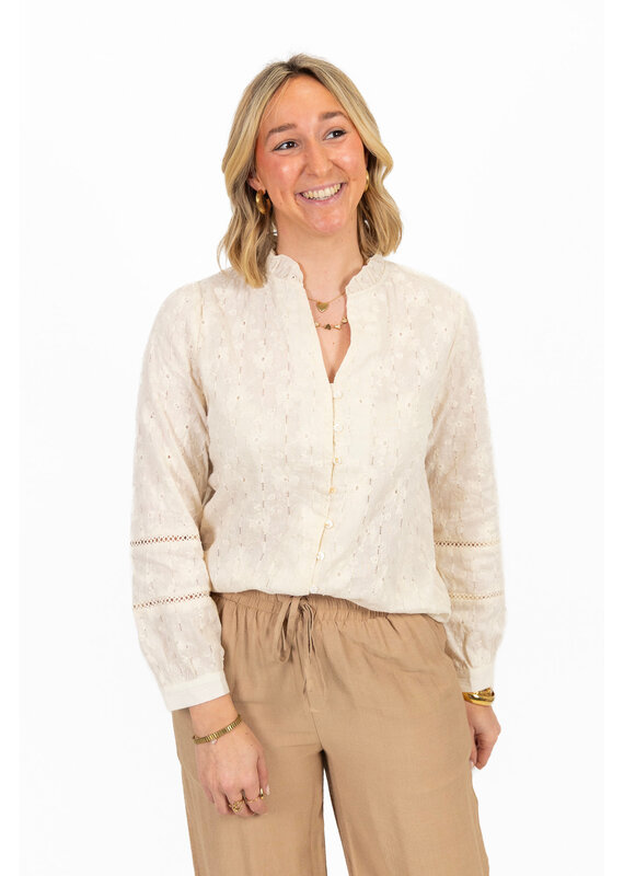 21Jewelz Kanten blouse met bloemetjes -  ecru