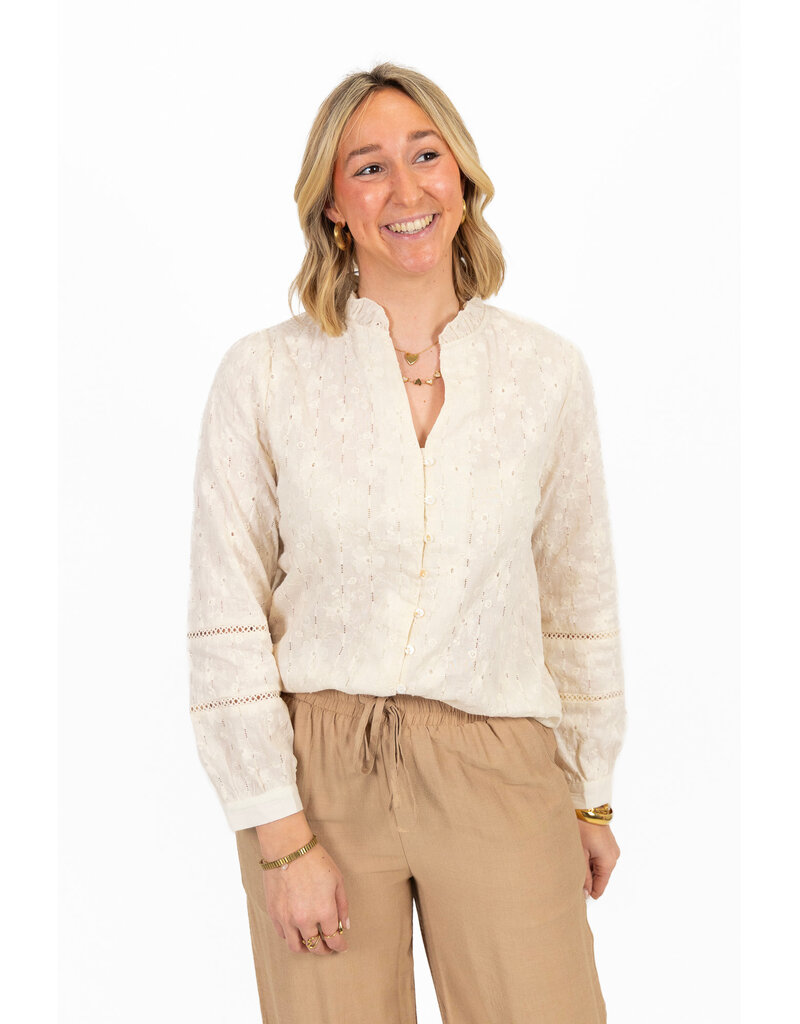 21Jewelz Kanten blouse met bloemetjes -  ecru