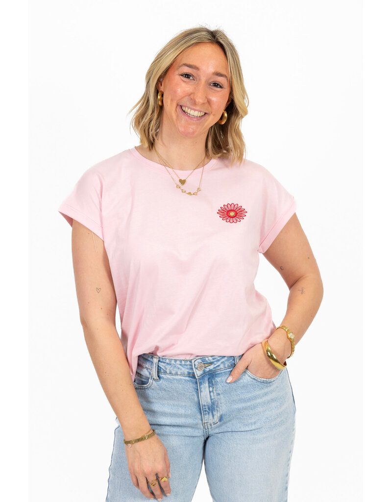 21Jewelz T-shirt met bloem - roze