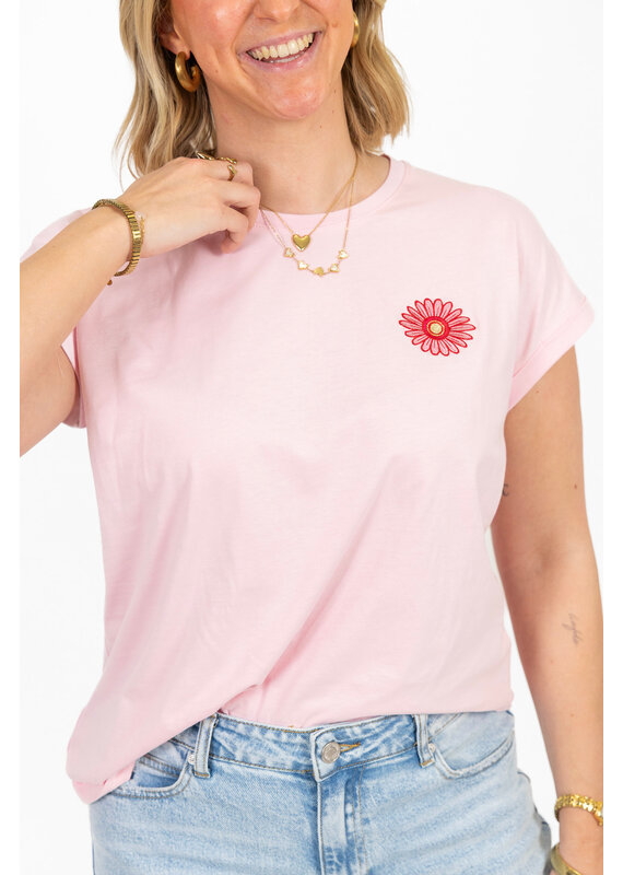 21Jewelz T-shirt met bloem - roze