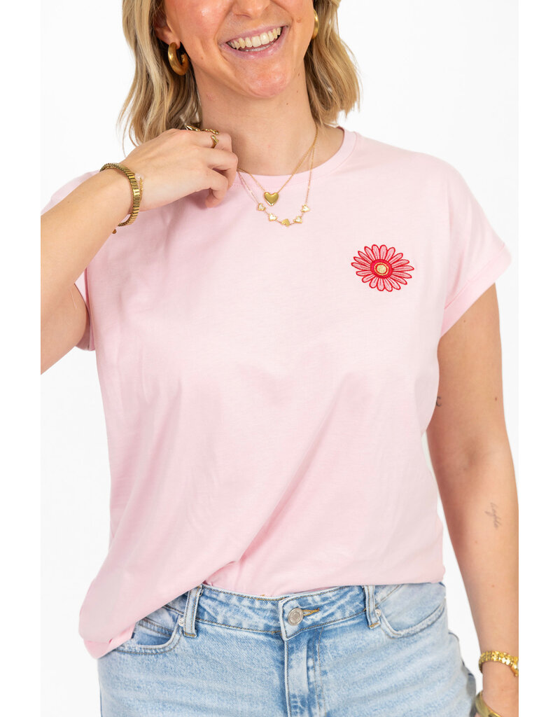 21Jewelz T-shirt met bloem - roze