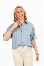 21Jewelz Losse denim blouse met korte mouw