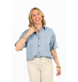 21Jewelz Losse denim blouse met korte mouw