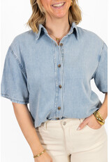 21Jewelz Losse denim blouse met korte mouw