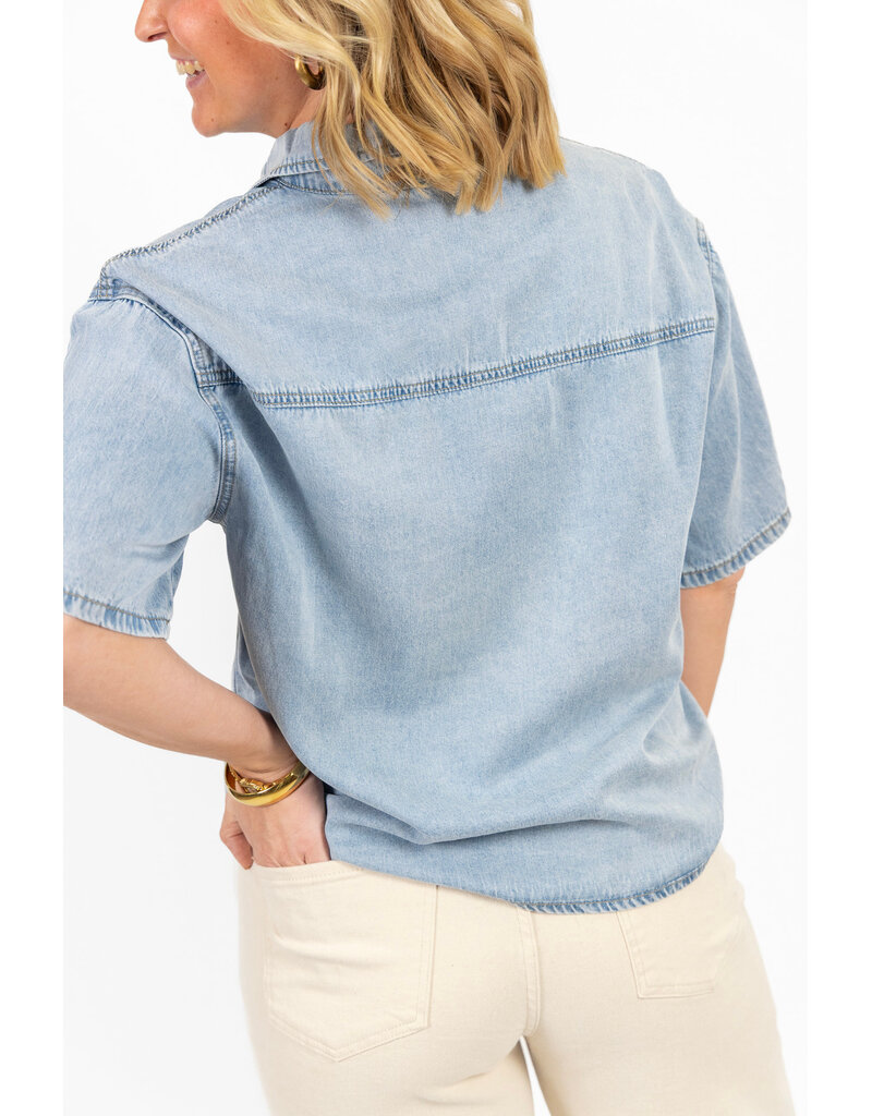 21Jewelz Losse denim blouse met korte mouw