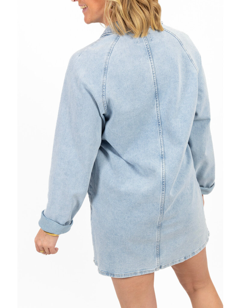 21Jewelz Effen denim jurkje met v-hals