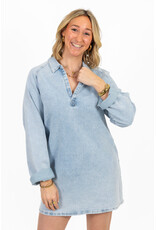 21Jewelz Effen denim jurkje met v-hals