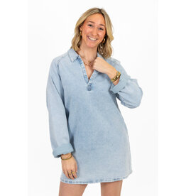 21Jewelz Effen denim jurkje met v-hals