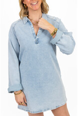 21Jewelz Effen denim jurkje met v-hals