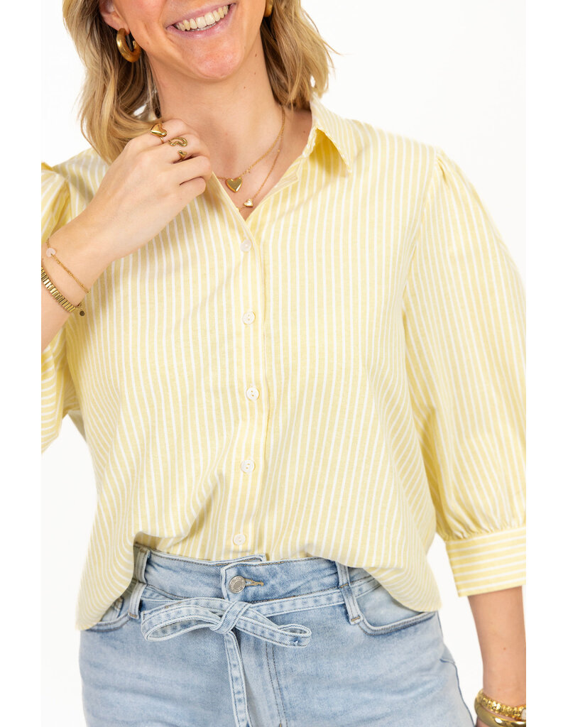 21Jewelz Basic cropped blouse - geel gestreept