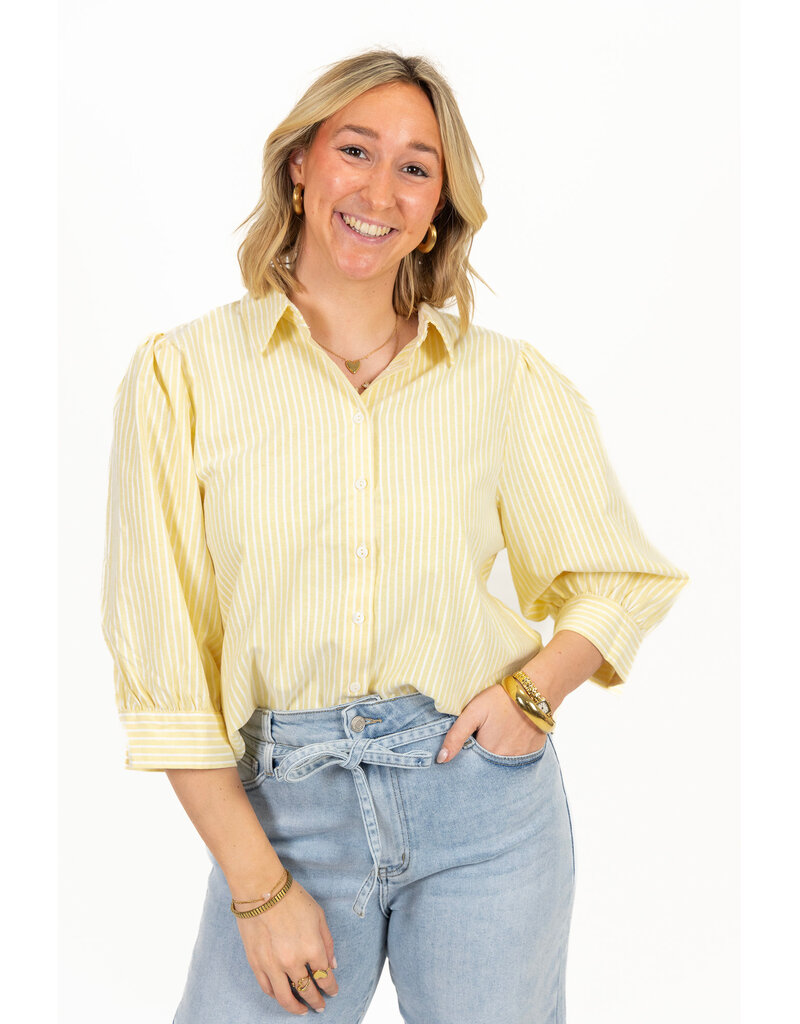 21Jewelz Basic cropped blouse - geel gestreept