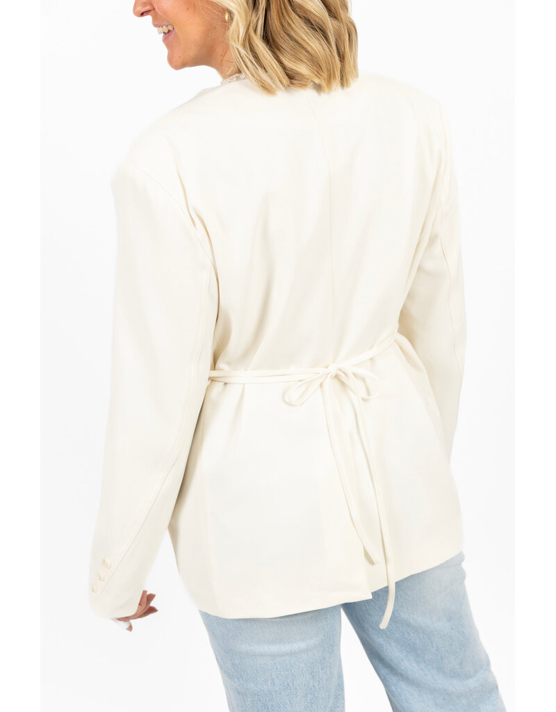 21Jewelz Overslag blazer met koordje - ecru