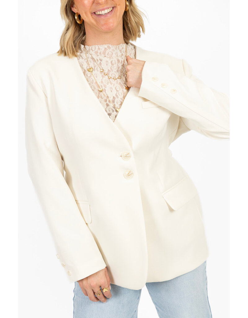 21Jewelz Overslag blazer met koordje - ecru