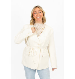 21Jewelz Overslag blazer met koordje - ecru