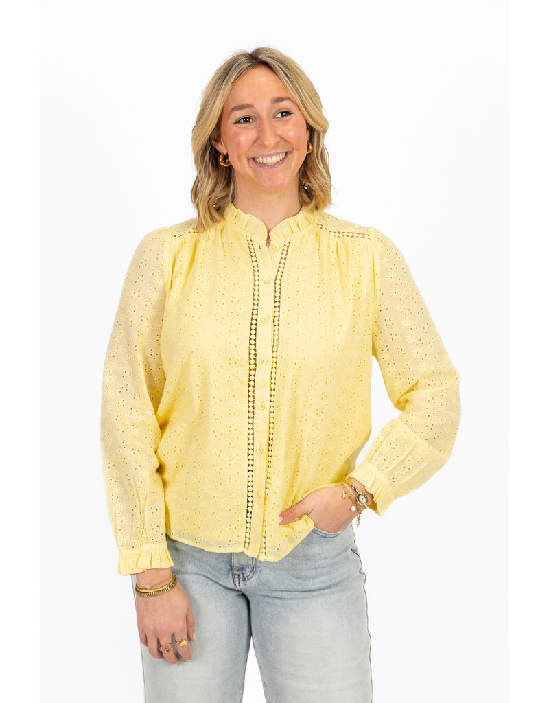 21Jewelz Blouse met broderie bloemetjes - geel