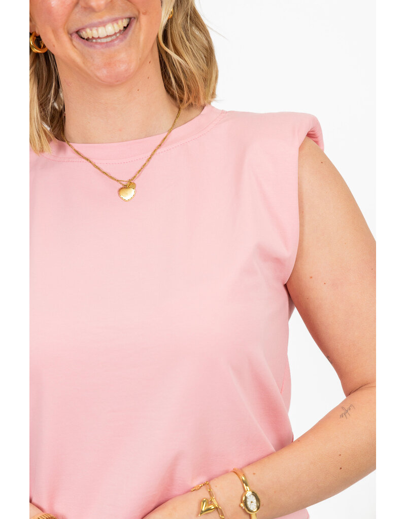 21Jewelz Mouwloze top met schoudervulling - effen roze