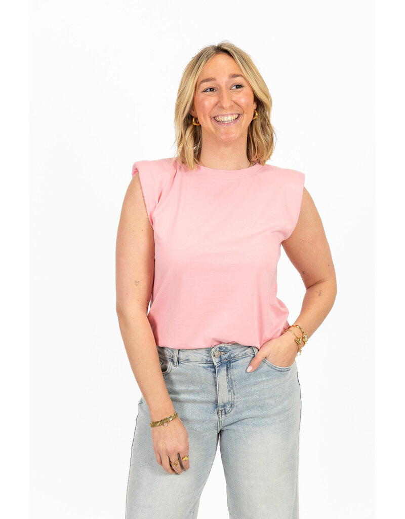 21Jewelz Mouwloze top met schoudervulling - effen roze