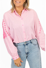 21Jewelz Blouse met strepen & borduursel - roze